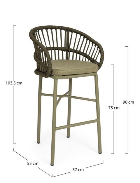 Bizzotto BIZZOTTO krzesło barowe ogrodowe ODIVELAS zielone