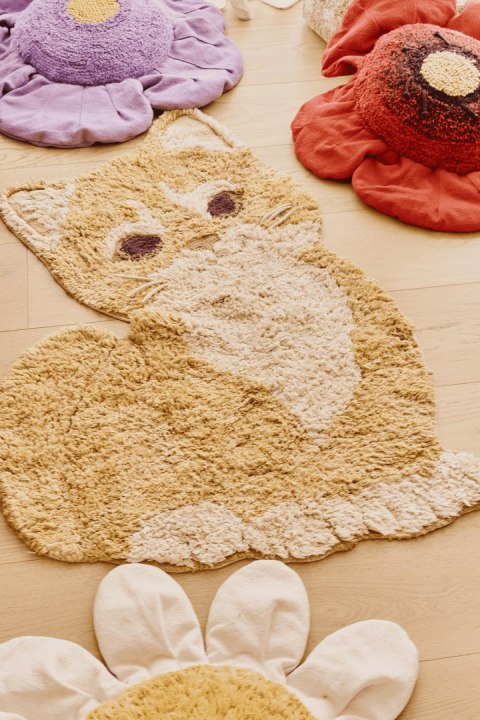 Dywan bawełniany dla dzieci Ginger Kot 85 x 130 cm do prania w pralce - Lorena Canals