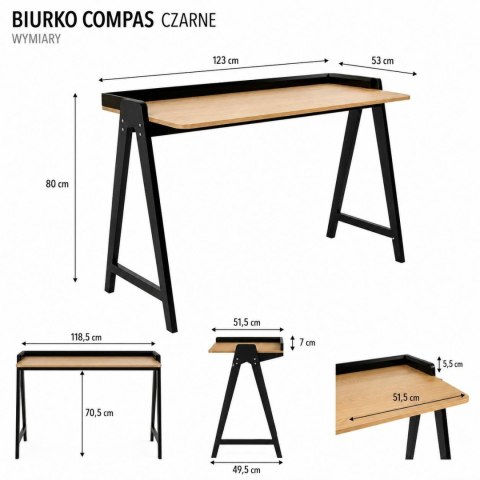 King Home Biurko COMPAS czarne