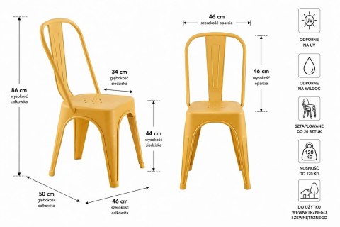 King Home Zestaw 4 Krzeseł TOWER PARIS PP UV żółte