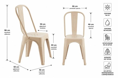 King Home Zestaw 4 Krzeseł TOWER PARIS PP UV beżowe