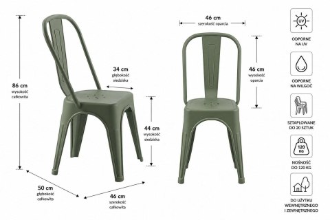King Home Zestaw 4 Krzeseł TOWER PARIS PP UV ciemnozielone