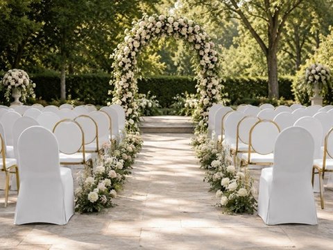 King Home Zestaw 6 krzeseł bankietowych HESTIA + 6 pokrowców WEDING