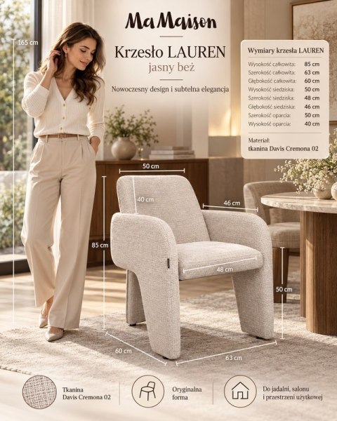 MaMaison MaMaison krzesło LAUREN jasny beż