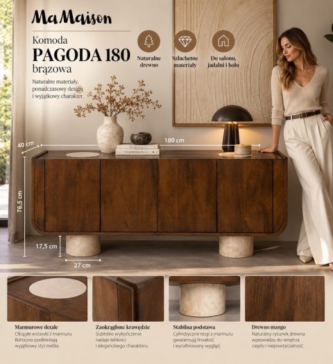 MaMaison MaMaison komoda PAGODA 180 brązowa / drewno mango