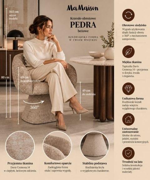 MaMaison MaMaison krzesło obrotowe PEDRA beżowe / taupe
