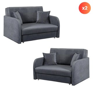 Zestaw 2x Fotel Do Spania Dwuosobowy VERO 2 Szary