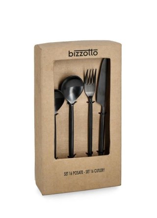 BIZZOTTO zestaw sztućców BRONTE SATIN BLACK 16 szt.