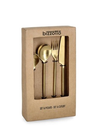 BIZZOTTO zestaw sztućców BRONTE SATIN GOLD 16 szt.