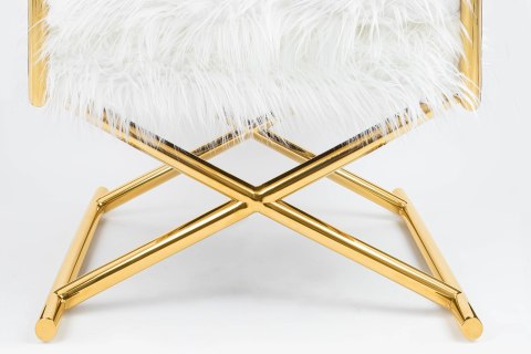 KARE fotel MR. FLUFFY biały / złoty