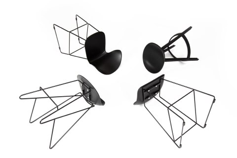 King Home Krzesło barowe ALI czarny - polipropylen, metal