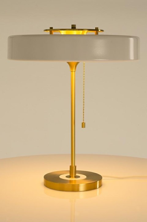 KING HOME Lampa biurkowa ARTE biało-złota - aluminium, szkło