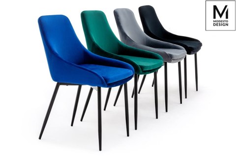 MODESTO krzesło CLOVER ciemny niebieski - welur, metal