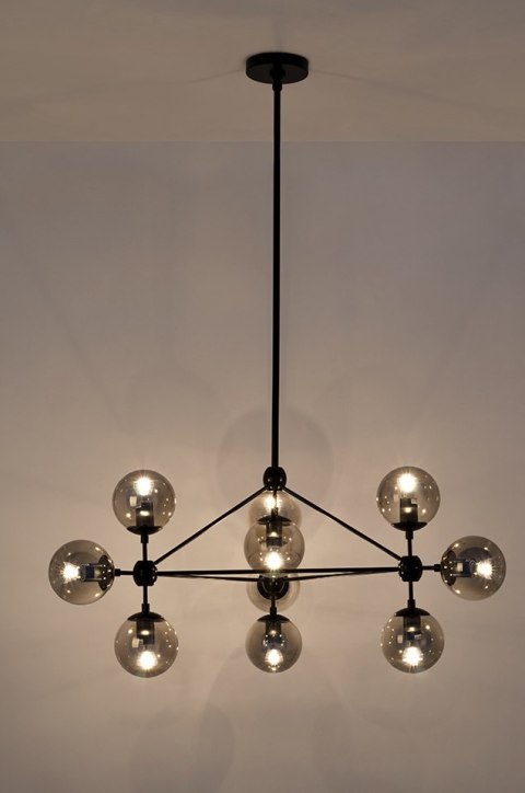 Moosee MOOSEE lampa wisząca PLANETARIO 10 czarna - klosze dymione