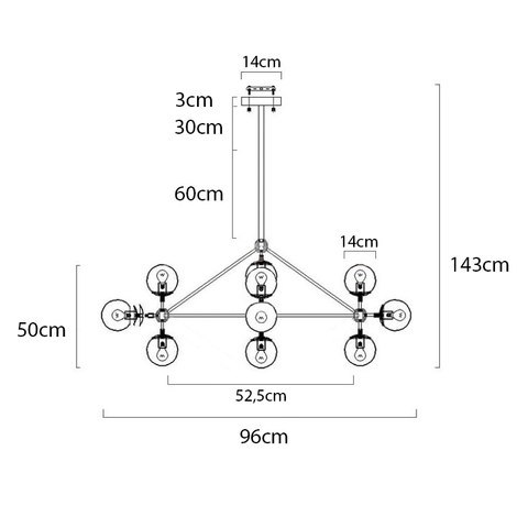Moosee MOOSEE lampa wisząca PLANETARIO 10 czarna - klosze dymione