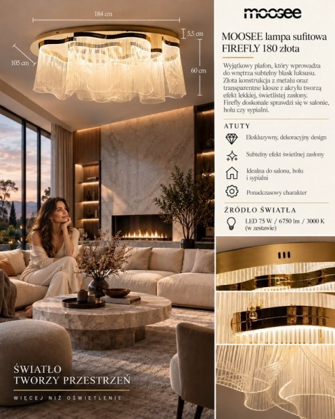 Moosee MOOSEE lampa sufitowa / plafon FIREFLY 180 złota