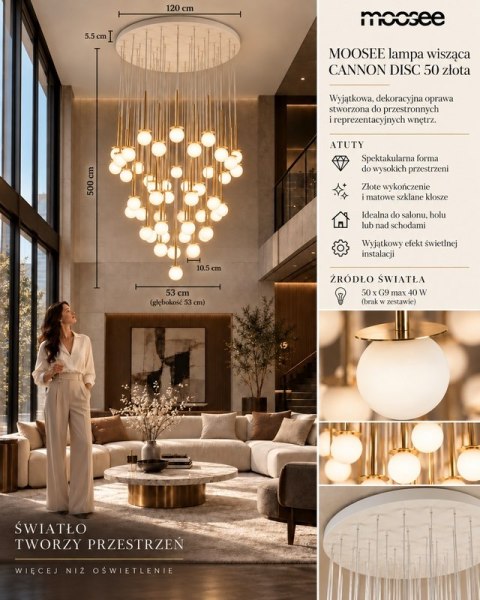 Moosee MOOSEE lampa wisząca CANNON DISC 50 złota