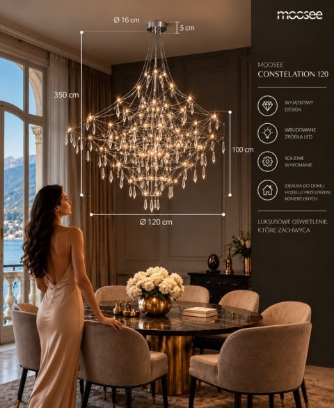 Moosee MOOSEE lampa wisząca CONSTELATION 120 - LED, stal szczotkowana