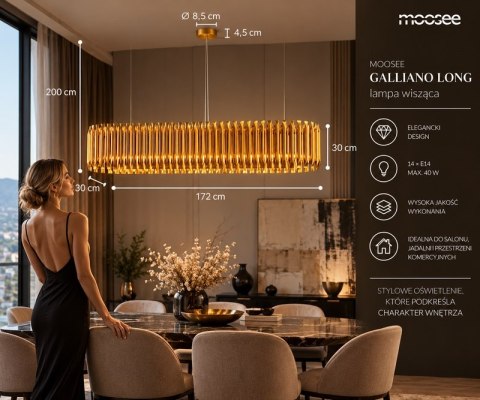 Moosee MOOSEE lampa wisząca GALLIANO LONG ciemne złoto