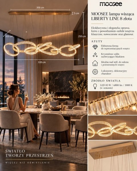 Moosee MOOSEE lampa wisząca LIBERTY LINE 8 złota