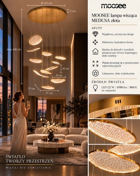 Moosee MOOSEE lampa wisząca MEDUSA złota