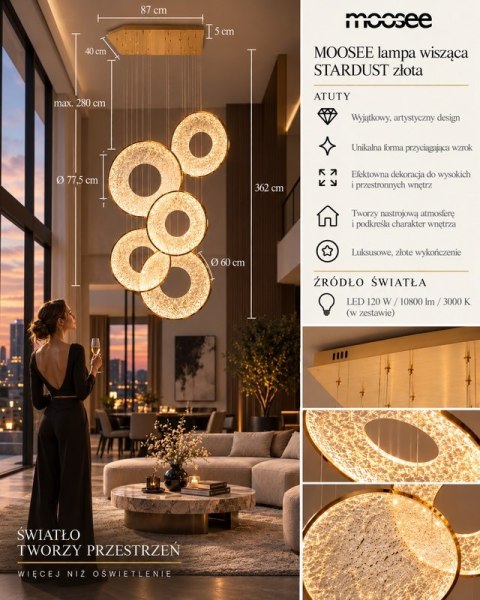 Moosee MOOSEE lampa wisząca STARDUST złota