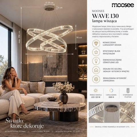 Moosee MOOSEE lampa wisząca WAVE 130 chrom