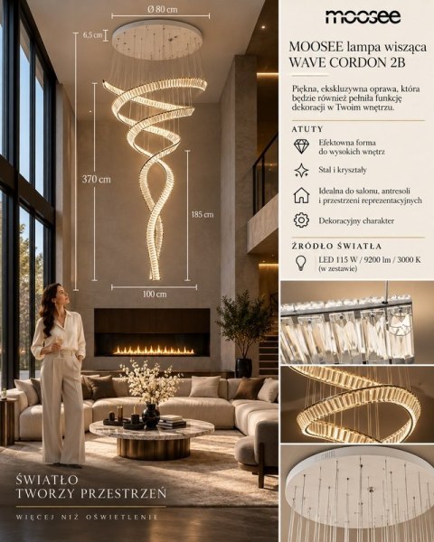 Moosee MOOSEE lampa wisząca WAVE CORDON 2B chrom