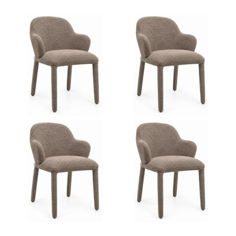 King Home Zestaw 4 krzeseł AKIRA brązowy / taupe