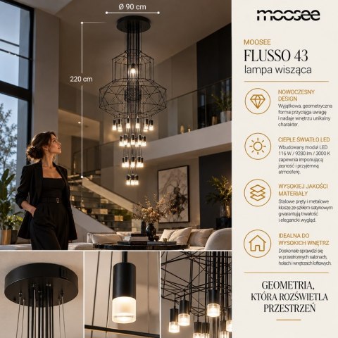 Moosee MOOSEE lampa wisząca FLUSSO 43 czarna