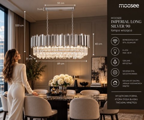 Moosee MOOSEE lampa wisząca IMPERIAL LONG SILVER 90