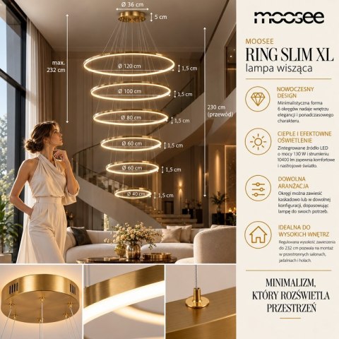 Moosee MOOSEE lampa wisząca RING SLIM XL złota