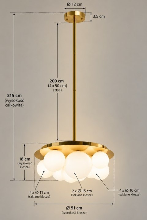 Moosee MOOSEE lampa wisząca BACARDI złota