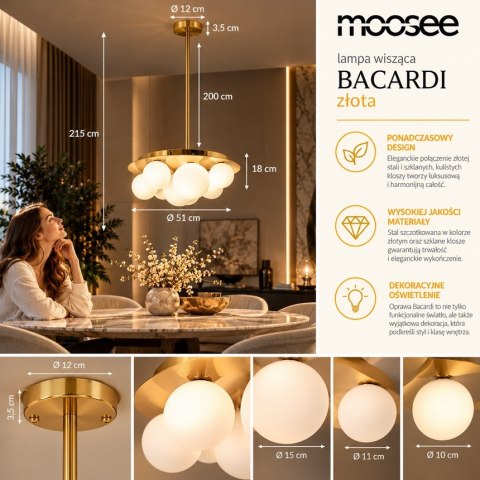 Moosee MOOSEE lampa wisząca BACARDI złota