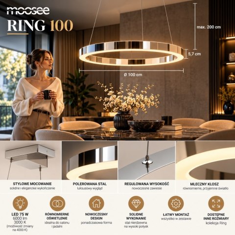 Moosee MOOSEE lampa wisząca RING 100 srebrna