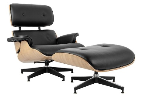 King Home Fotel LOUNGE HM czarny / jesion z podnóżkiem