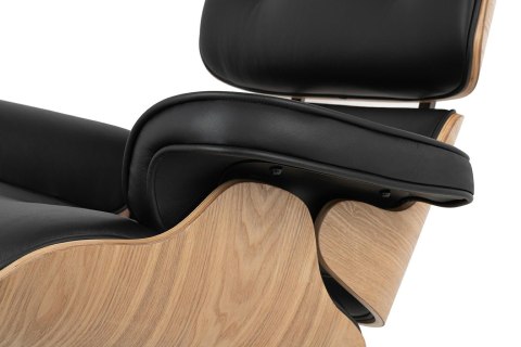 King Home Fotel LOUNGE HM czarny / jesion z podnóżkiem