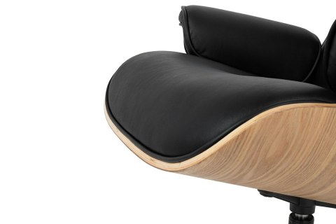 King Home Fotel LOUNGE HM czarny / jesion z podnóżkiem