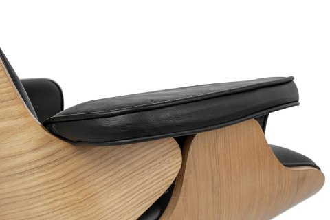 King Home Fotel LOUNGE HM czarny / jesion z podnóżkiem