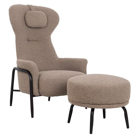 King Home Fotel TEDDY GRAND z podnóżkiem ciemny brązowy - stal