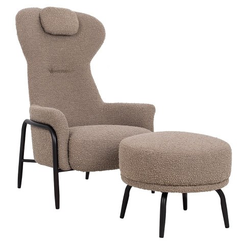 King Home Fotel TEDDY GRAND z podnóżkiem ciemny brązowy - stal