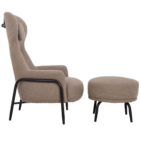 King Home Fotel TEDDY GRAND z podnóżkiem ciemny brązowy - stal