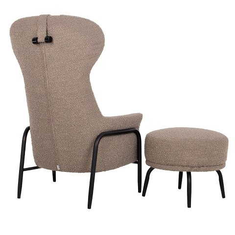 King Home Fotel TEDDY GRAND z podnóżkiem ciemny brązowy - stal