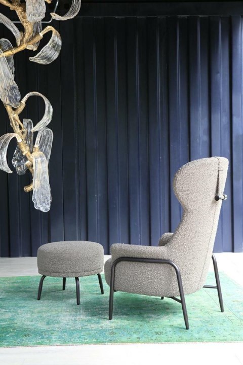 King Home Fotel TEDDY GRAND z podnóżkiem ciemny brązowy - stal