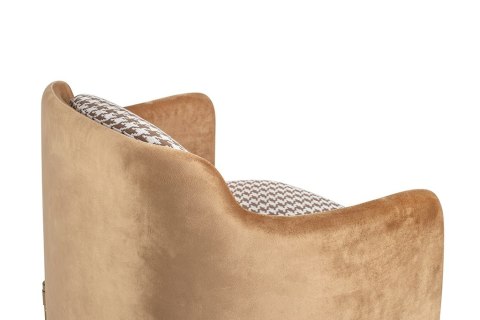 King Home Fotel VENICE tkanina pepitka biało-brązowa - złota podstawa