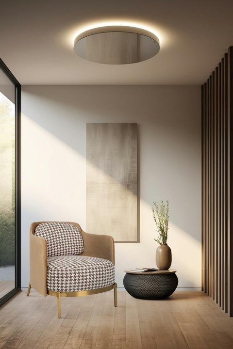 King Home Fotel VENICE tkanina pepitka biało-brązowa - złota podstawa