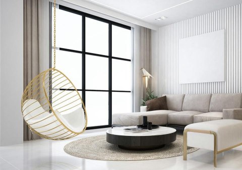 Fotel wiszący GABBIA złoty / beżowy