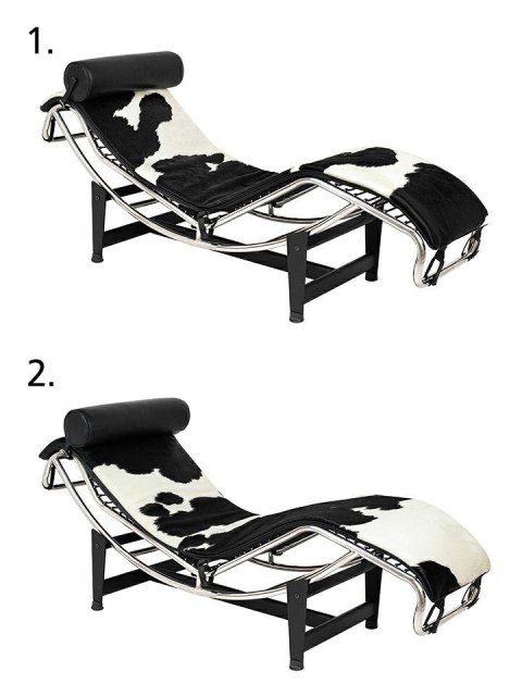 King Home Leżanka DIVANO PONY czarno biała - skóra naturalna, chrom