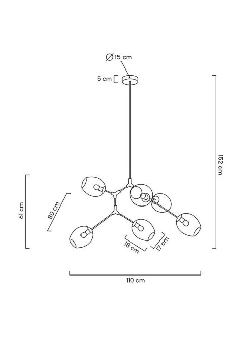 Moosee MOOSEE lampa wisząca SPLIT 6 złota