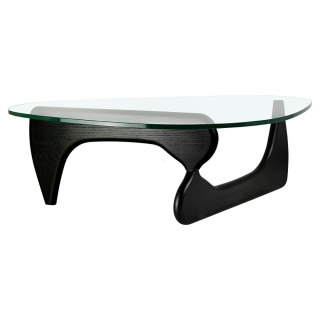 Stolik STABLE BLACK - szkło, podstawa drewniana czarny jesion.